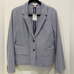 JCrew Business Blazer Navy Stripe Size 12